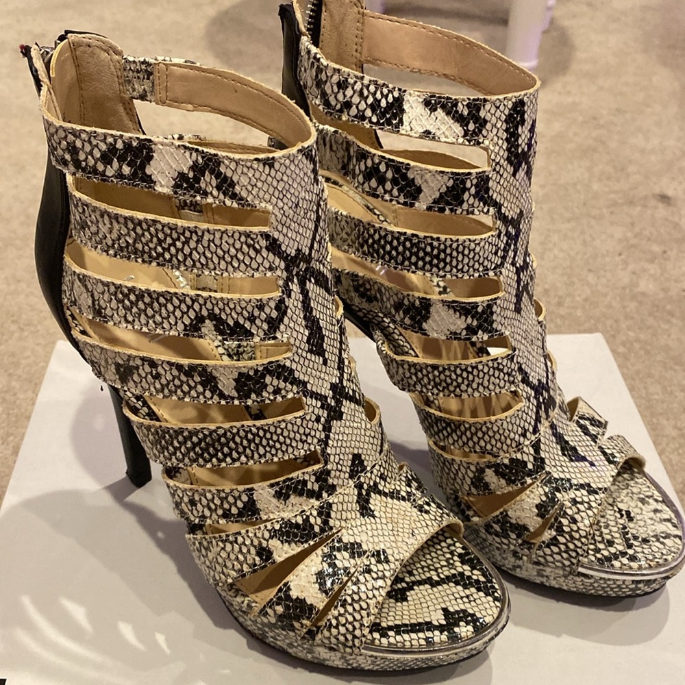 BAR III Snakeskin Cage Heel